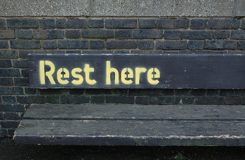 rest here bench