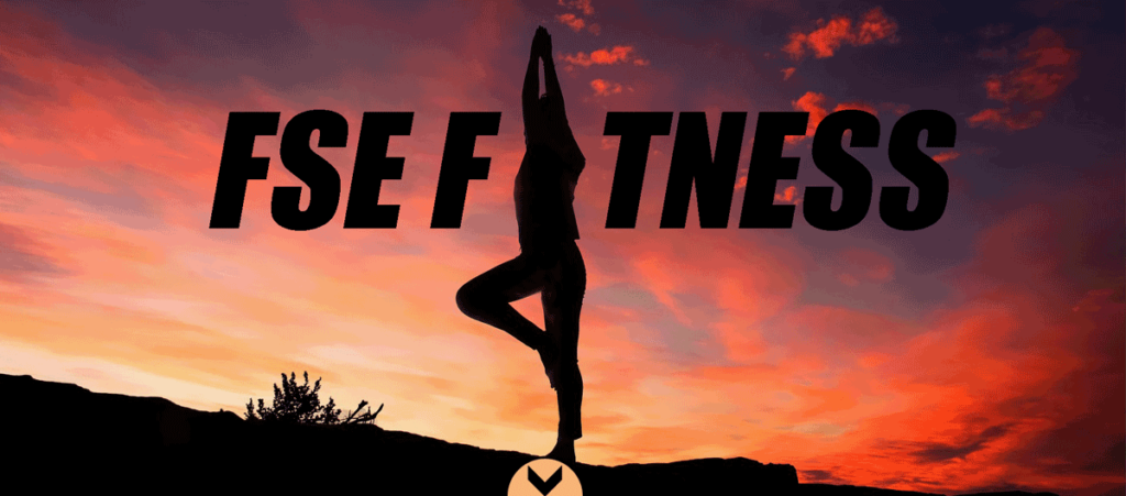 fsefitness header of a female silouette performing a yoga pose at sunset